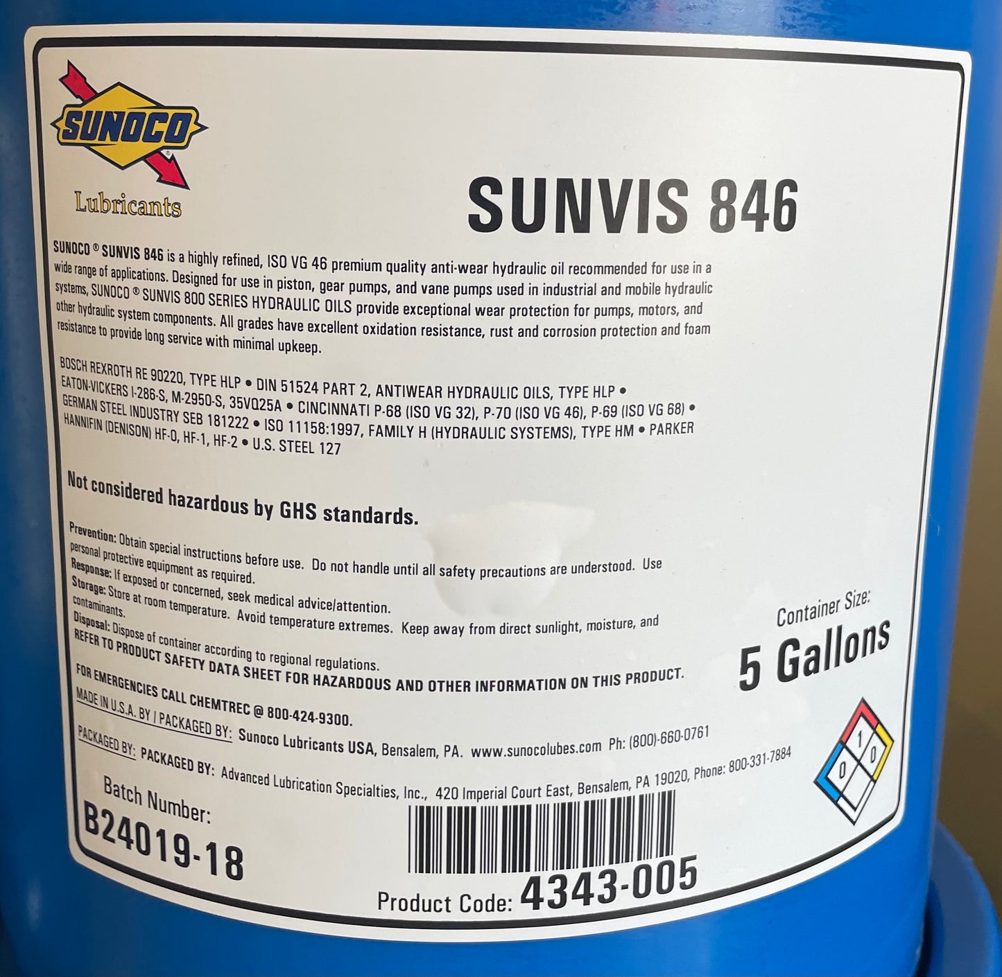 HYD OIL 5 GALLON 846